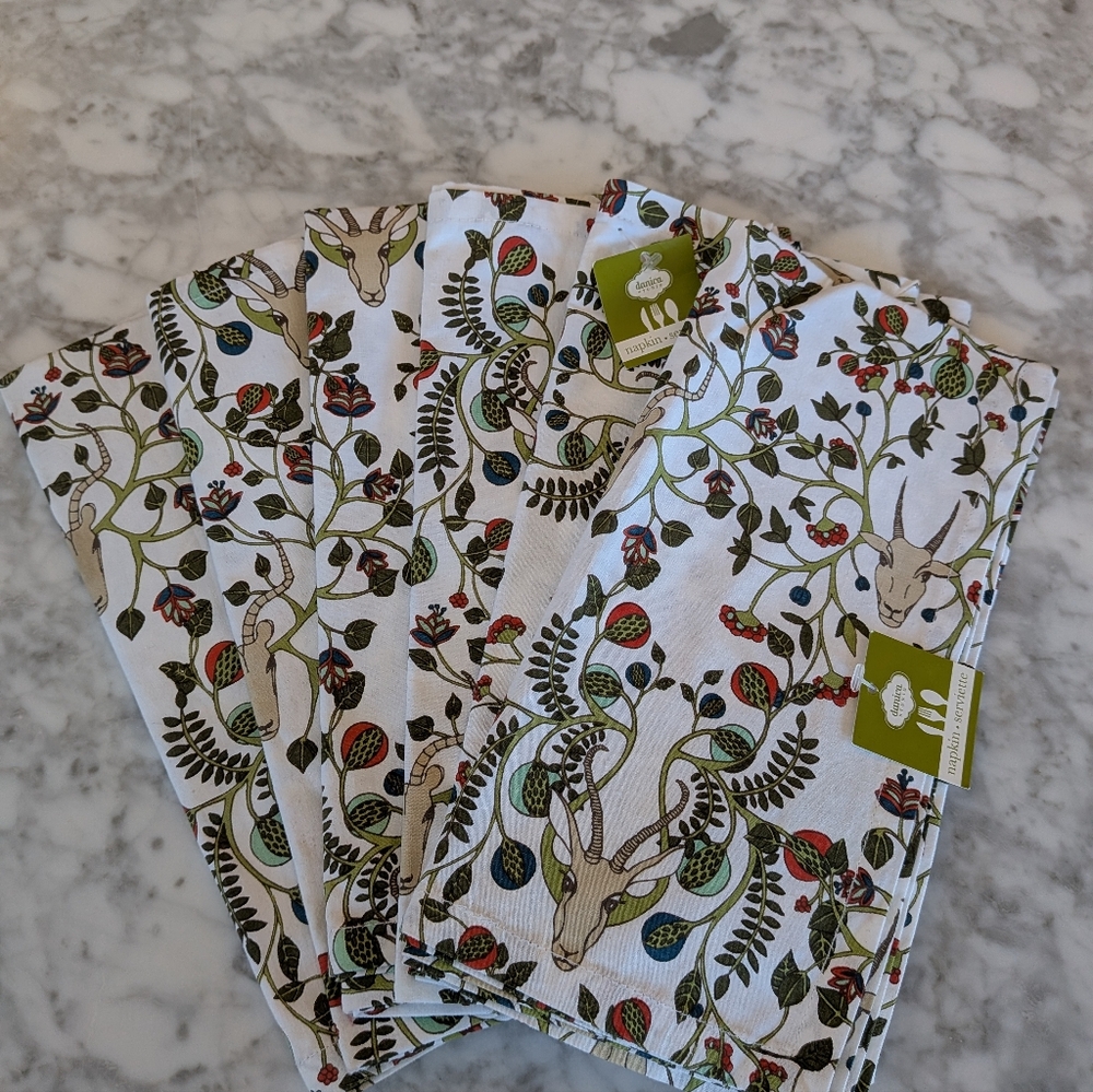 100% Cotton Napkins Serviette Danica Studio Antelope NWT, Set Of 6